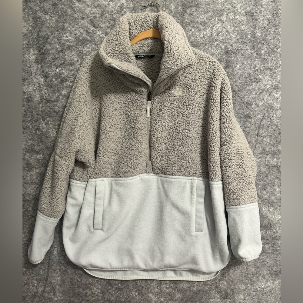 The North Face Womens Jacket Tundra 200 Beige Small Oversized Fleece Pullover